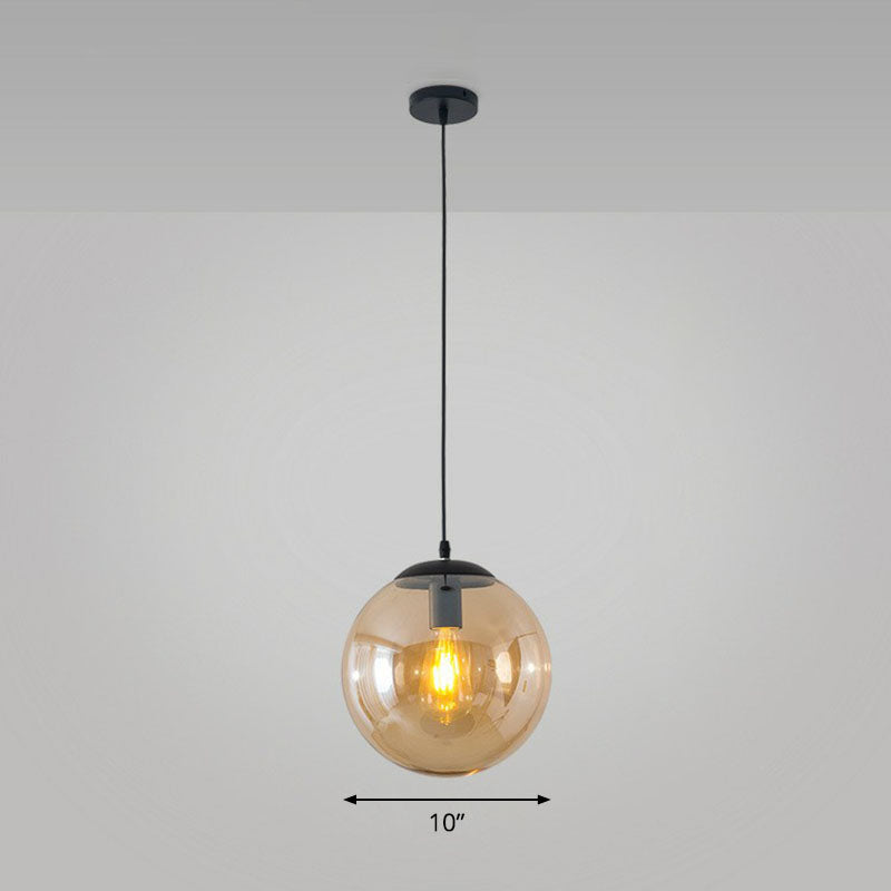 Simple Black Glass Pendant Light with Single-Bulb for Restaurant Ceilings