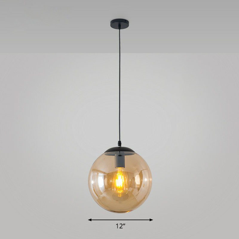 Simple Black Glass Pendant Light with Single-Bulb for Restaurant Ceilings