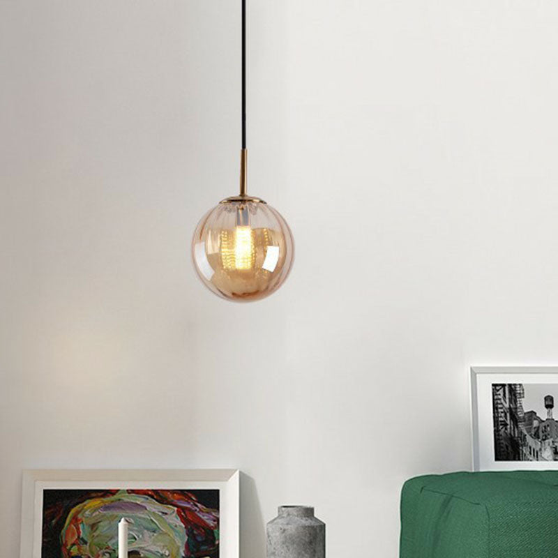 Contemporary Multi-Color Glass Ball Pendulum Light for Dining Table - 1 Head Ceiling Pendant