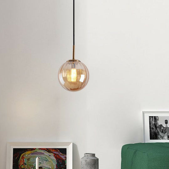 Contemporary Multi-Color Glass Ball Pendulum Light for Dining Table - 1 Head Ceiling Pendant