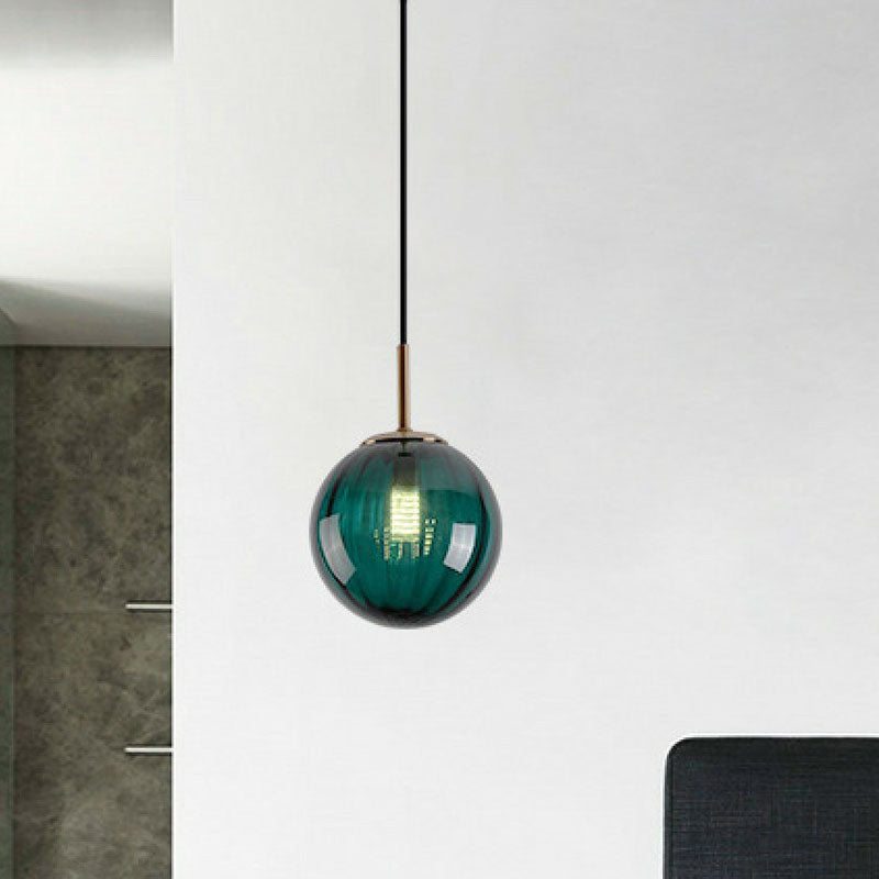 Contemporary Multi-Color Glass Ball Pendulum Light for Dining Table - 1 Head Ceiling Pendant