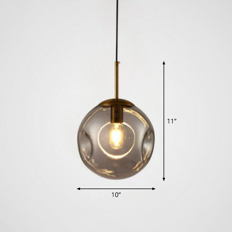Dimpled Glass Ball Suspension Pendant Lamp - Modern, 1 Bulb Ceiling Lighting for Dining Room
