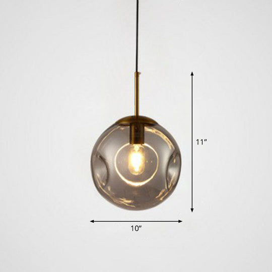 Dimpled Glass Ball Suspension Pendant Lamp - Modern, 1 Bulb Ceiling Lighting for Dining Room