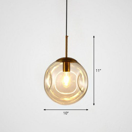 Dimpled Glass Ball Suspension Pendant Lamp - Modern, 1 Bulb Ceiling Lighting for Dining Room