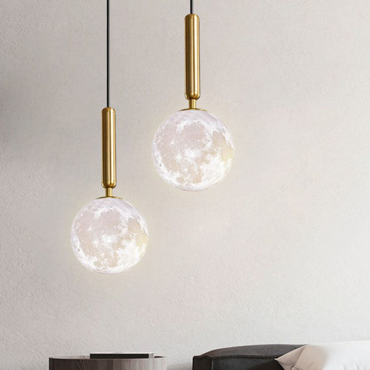 Minimalist 3D Printed Moon Pendant Light - Creative Metal Hanging Lamp