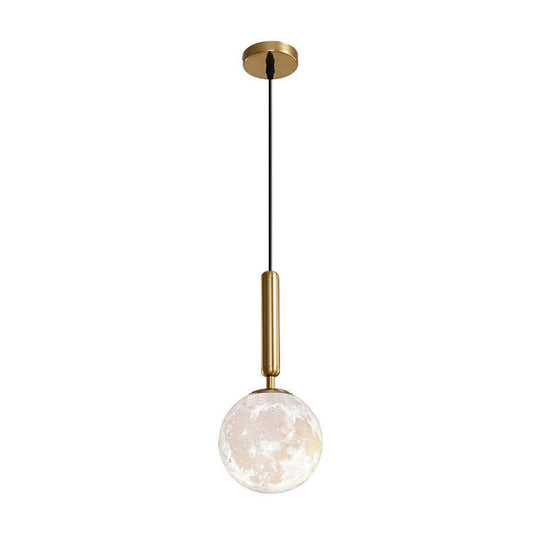 Minimalist 3D Printed Moon Pendant Light - Creative Metal Hanging Lamp