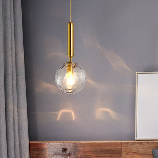 Ripple Glass Ball Pendant Lamp - Postmodern Gold Finish Ceiling Light