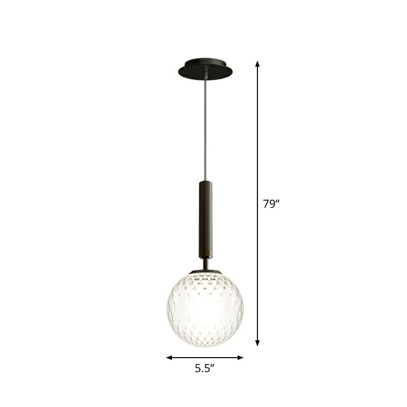 Post-Modern Glass Ball Pendant Light: Sleek 1 Bulb Fixture for Bedroom Suspension Lighting