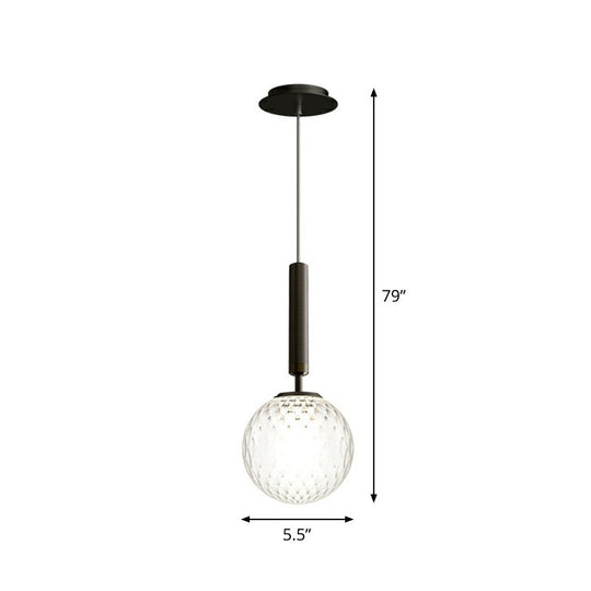Post-Modern Glass Ball Pendant Light: Sleek 1 Bulb Fixture for Bedroom Suspension Lighting