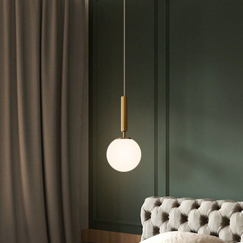 Post-Modern Glass Ball Pendant Light: Sleek 1 Bulb Fixture for Bedroom Suspension Lighting