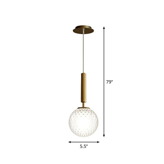 Post-Modern Glass Ball Pendant Light: Sleek 1 Bulb Fixture for Bedroom Suspension Lighting