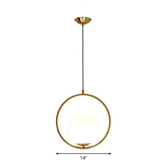 Milky Glass Kitchen Pendant Light- Modern Single-Bulb Hanging Ceiling Fixture