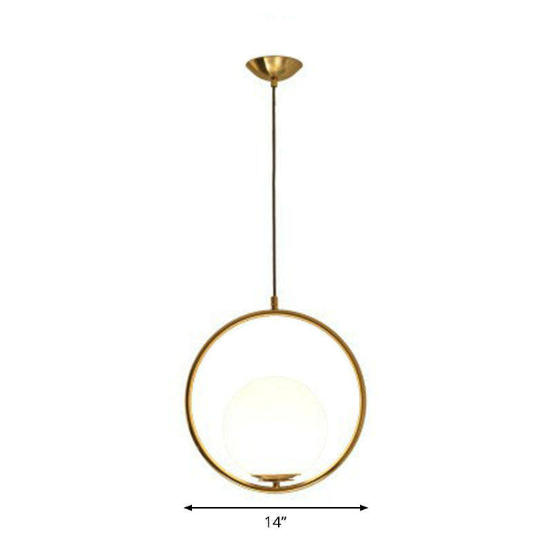 Milky Glass Kitchen Pendant Light- Modern Single-Bulb Hanging Ceiling Fixture