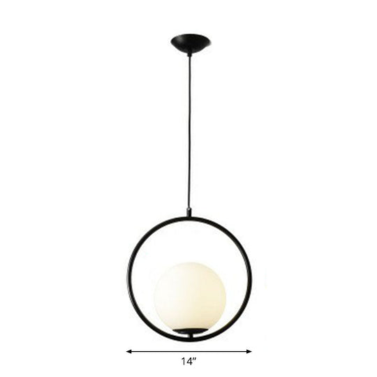 Milky Glass Kitchen Pendant Light- Modern Single-Bulb Hanging Ceiling Fixture