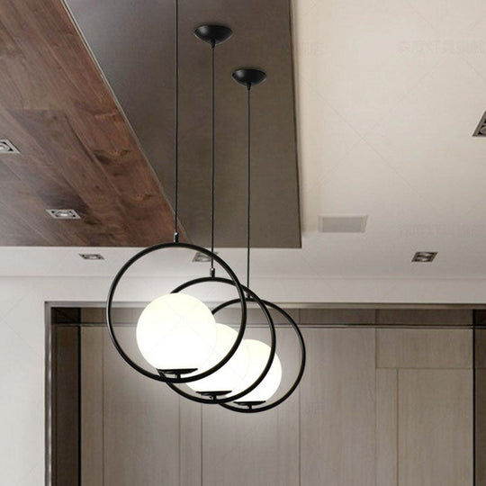 Milky Glass Kitchen Pendant Light- Modern Single-Bulb Hanging Ceiling Fixture