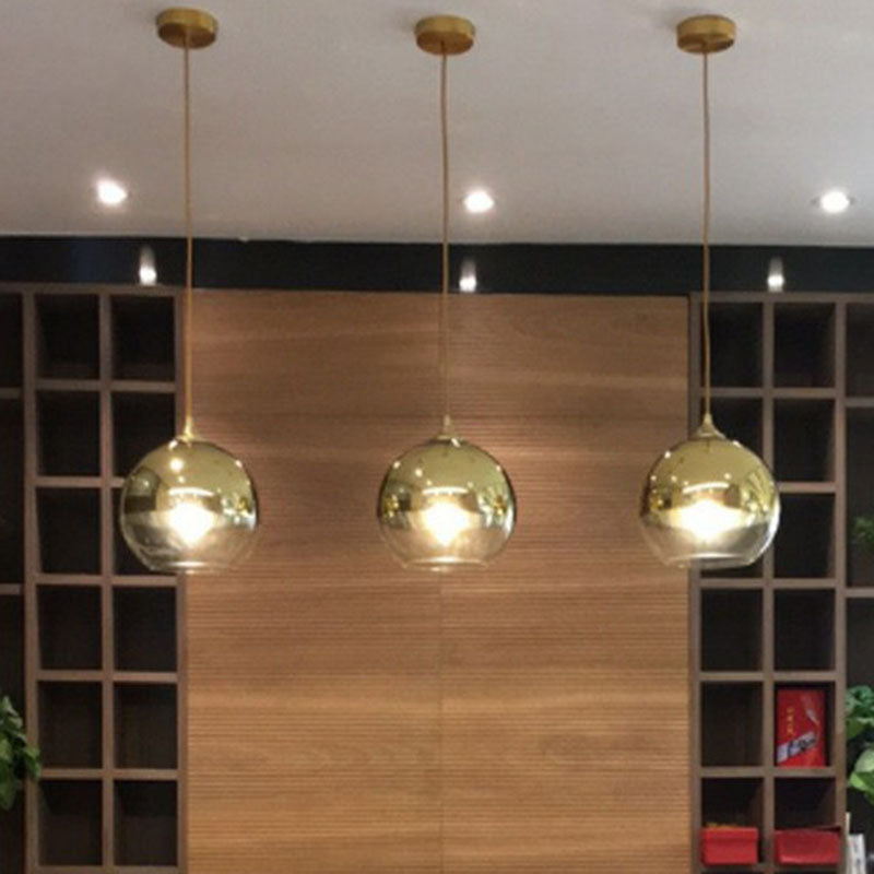 Postmodern Glass Pendant Light - Sphere Electroplate, Ideal for Dining Room Ceiling Hang