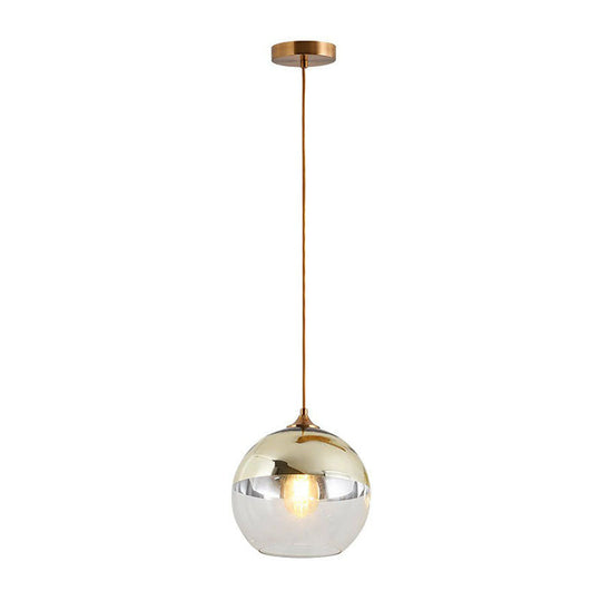 Postmodern Glass Pendant Light - Sphere Electroplate, Ideal for Dining Room Ceiling Hang