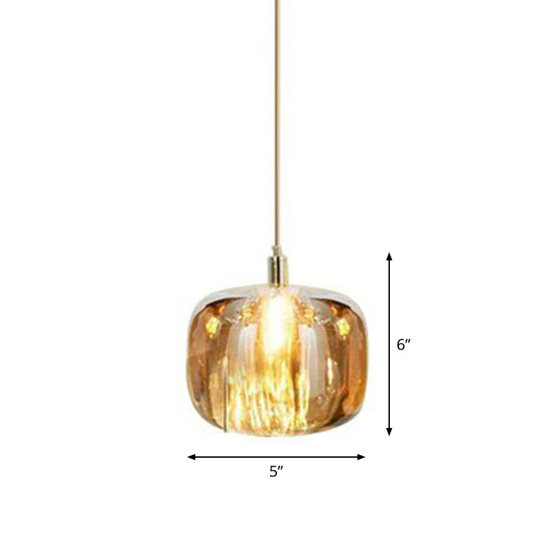 Postmodern Pumpkin LED Pendant Lamp: Creative Mirror Glass Hanging Light for Cafes