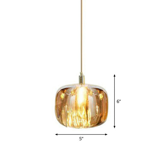 Postmodern Pumpkin LED Pendant Lamp: Creative Mirror Glass Hanging Light for Cafes