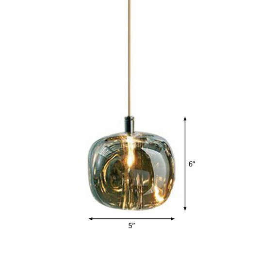 Postmodern Pumpkin LED Pendant Lamp: Creative Mirror Glass Hanging Light for Cafes