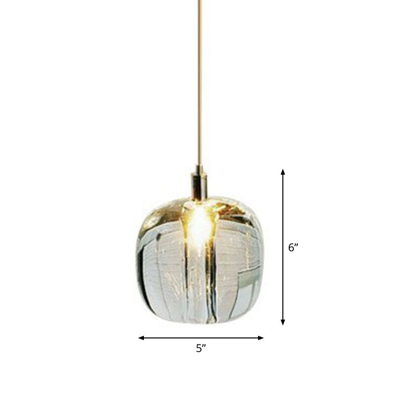 Postmodern Pumpkin LED Pendant Lamp: Creative Mirror Glass Hanging Light for Cafes