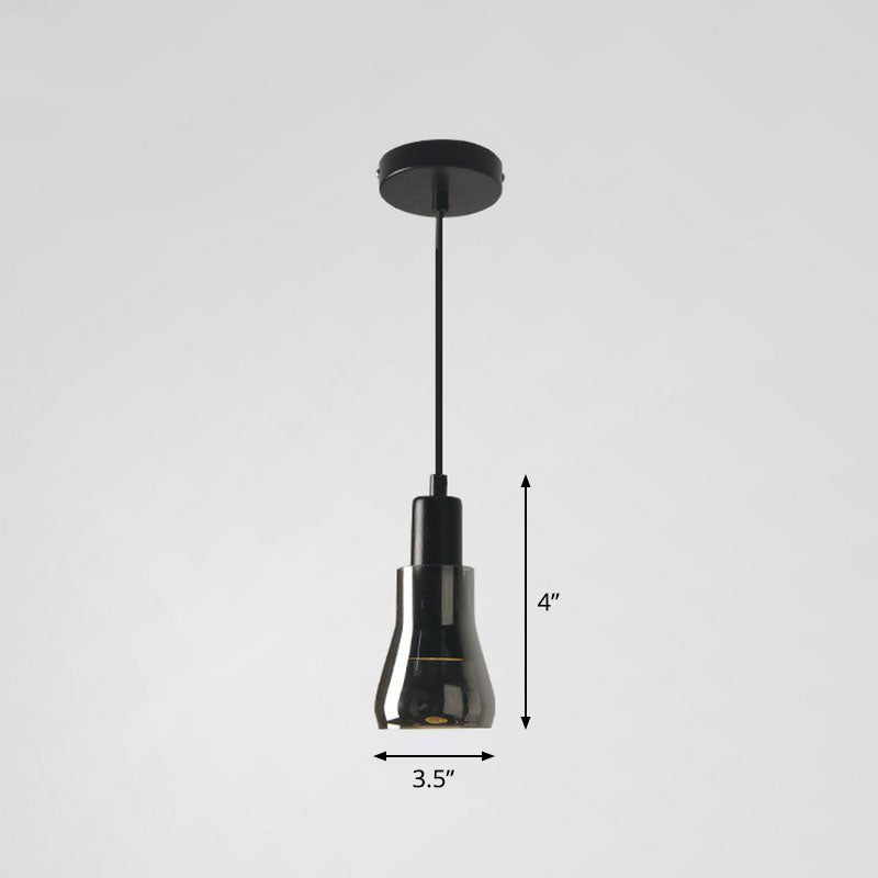 Contemporary Black Smoke Grey Glass Pot Lid Pendant Light for Dining Room Ceiling Lighting