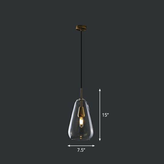 Droplet Pendant Light - Open-Kitchen Glass Simplicity Design in Brass