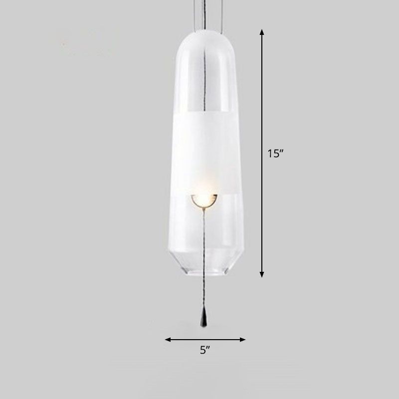 Nordic Glass 1-Bulb Elliptical Suspension Ceiling Pendant Lamp for Dining Room with Pull Chain