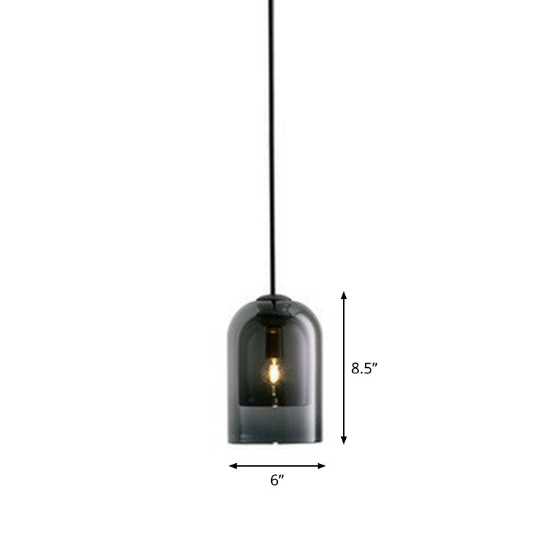 Contemporary Glass Cloche Hanging Lamp with Kitchen Lighting - 1 Bulb Fixture