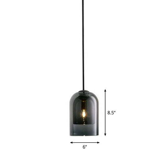 Contemporary Glass Cloche Hanging Lamp with Kitchen Lighting - 1 Bulb Fixture