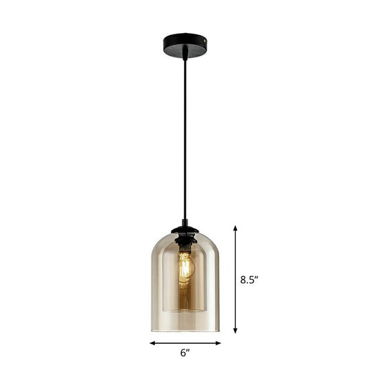 Modern Dual-Glass Pendant Light for Dining Room - Inverted Cup Design
