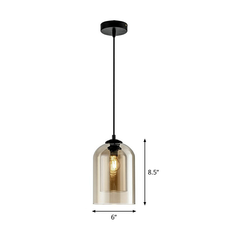 Modern Dual-Glass Pendant Light for Dining Room - Inverted Cup Design