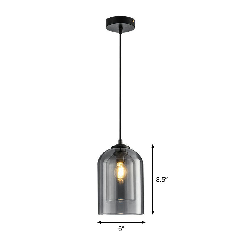 Modern Dual-Glass Pendant Light for Dining Room - Inverted Cup Design