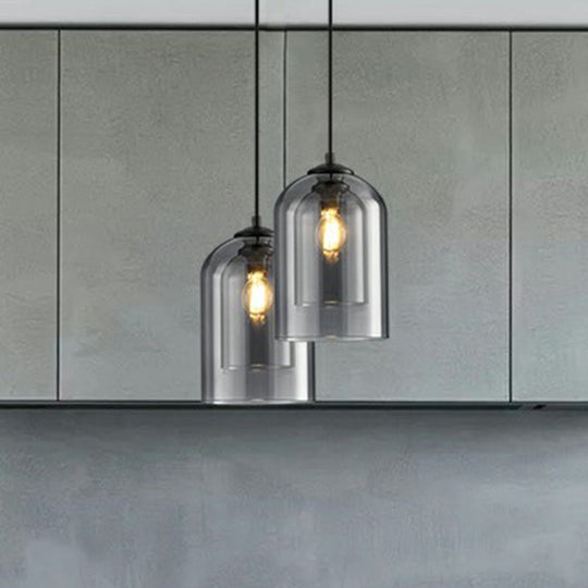 Modern Dual-Glass Pendant Light for Dining Room - Inverted Cup Design