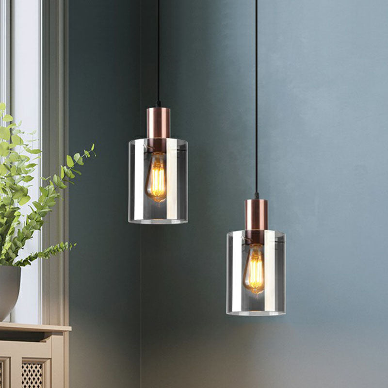 Postmodern Rose Gold Bottle Pendant Light with Smoke Grey Glass