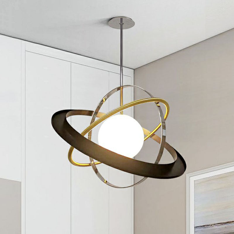 Post-Modern Hanging Light Fixture - White Glass Ball with 1 Bulb - Stylish Ceiling Light for Dining Room