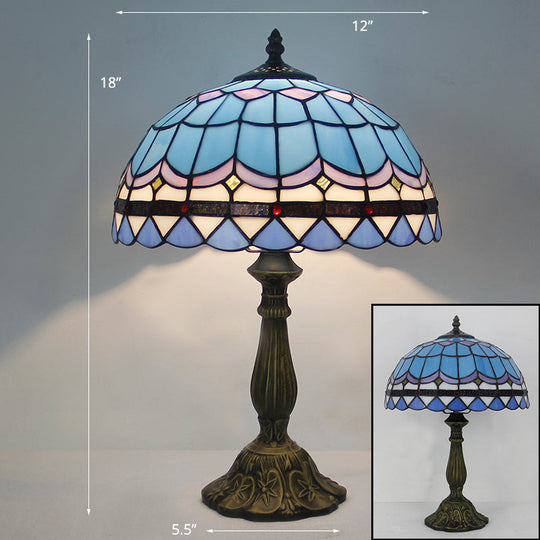 Tiffany Stained Glass Bowl Nightstand Lamp - Single-Bulb Table Light for Restaurants