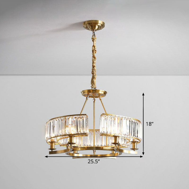 Gold Round Chandelier Pendant Light with Contemporary K9 Crystal for Elegant Living Room Décor