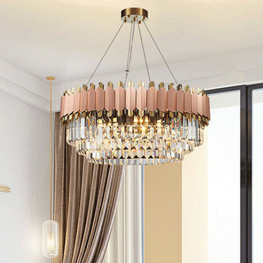 Contemporary Pink Crystal Chandelier Pendant Light for Living Room