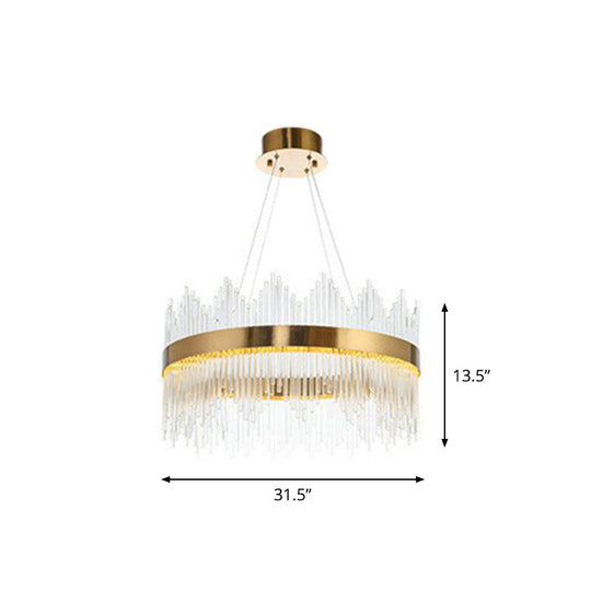 Modern Gold Crystal Rod LED Ceiling Chandelier for Living Room