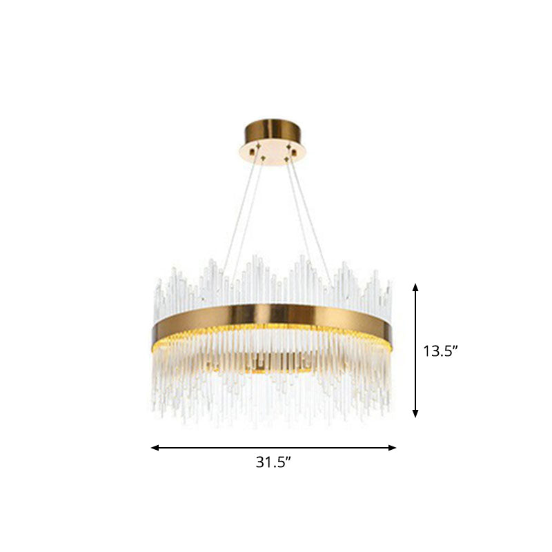 Modern Gold Crystal Rod LED Ceiling Chandelier for Living Room