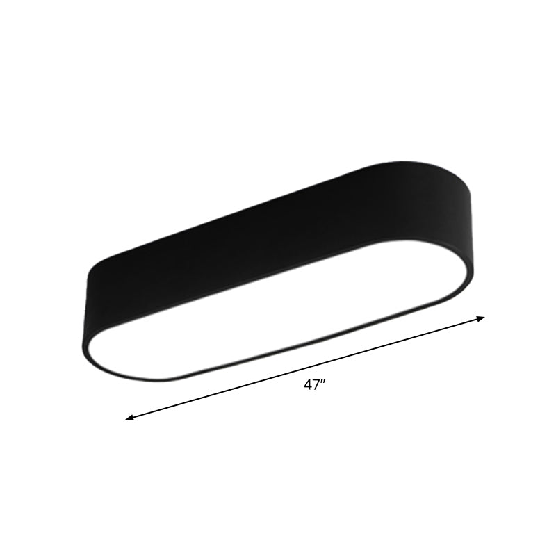 Simple Black Metallic Oval LED Ceiling Lamp - Flush Mount Light Fixture for Aisle