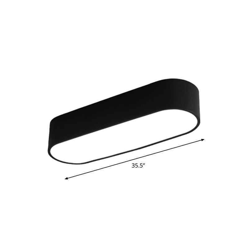 Simple Black Metallic Oval LED Ceiling Lamp - Flush Mount Light Fixture for Aisle