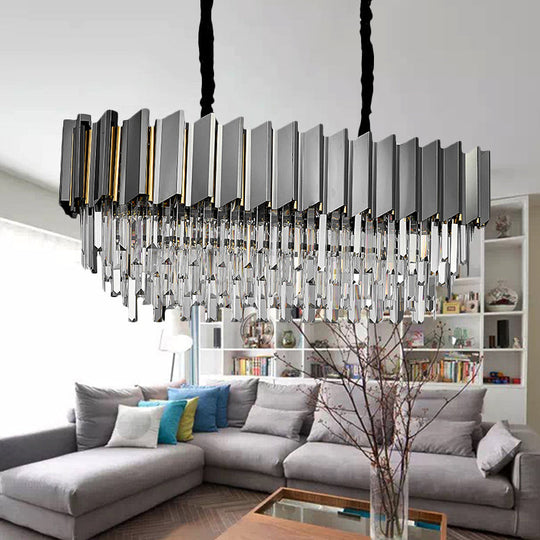 Modern Grey Crystal Pendant Chandelier with 10 Lights - 39" Wide - Perfect for Island Ceiling