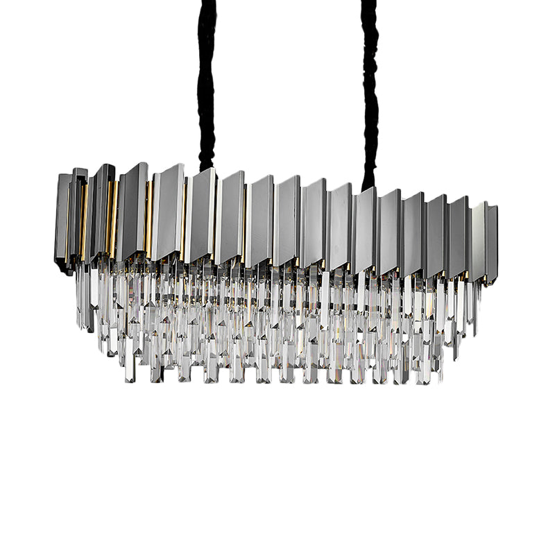 Modern Grey Crystal Pendant Chandelier with 10 Lights - 39" Wide - Perfect for Island Ceiling