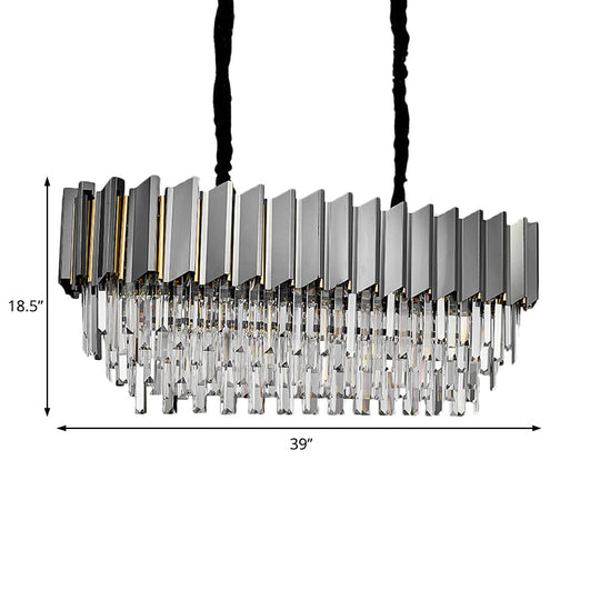 Modern Grey Crystal Pendant Chandelier with 10 Lights - 39" Wide - Perfect for Island Ceiling