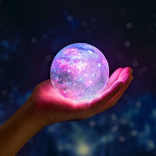 3D Milky Way Table Lamp for Kids Room - Creative LED Night Stand Light in Wood