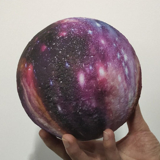 Galaxy Sphere Night Lamp: Purple Kids LED Table Light with Wooden Base