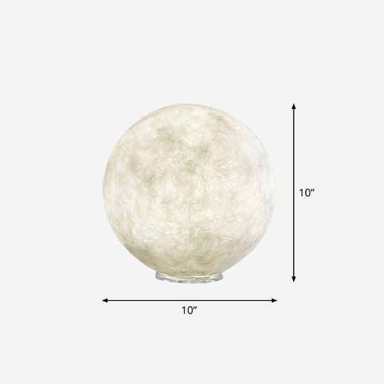 Simplicity Moon Sphere White Nightstand Lamp: Plastic 1-Light Bedroom Table Light