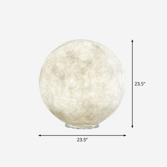 Simplicity Moon Sphere White Nightstand Lamp: Plastic 1-Light Bedroom Table Light
